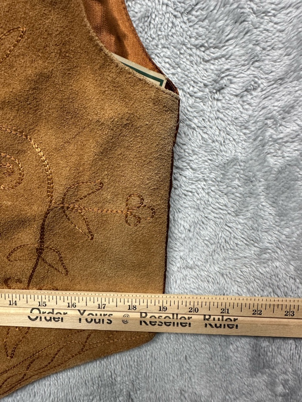 Northwest Territory Leather Western Vest Y2K Embroidered Floral Tan Cowgirl NWT - Picture 8 of 9